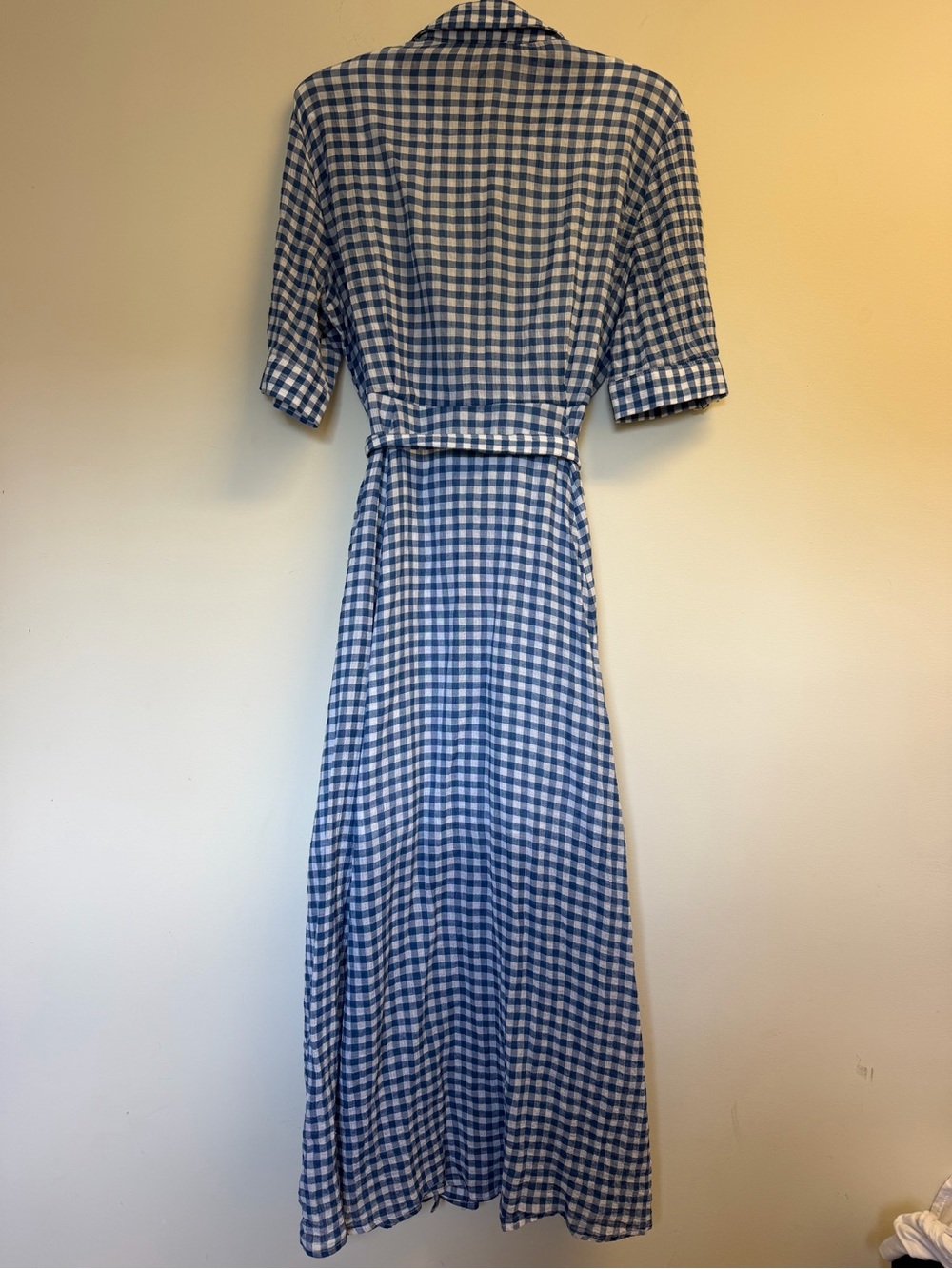 Calvin Klein Blue White Gingham Maxi Button sShirt Dress with Tie Waist Size 8 - Picture 14 of 16